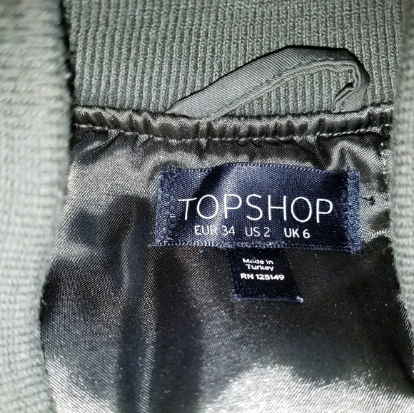 Topshop Green Bomber Jacket size 2 - Picture 4 of 7